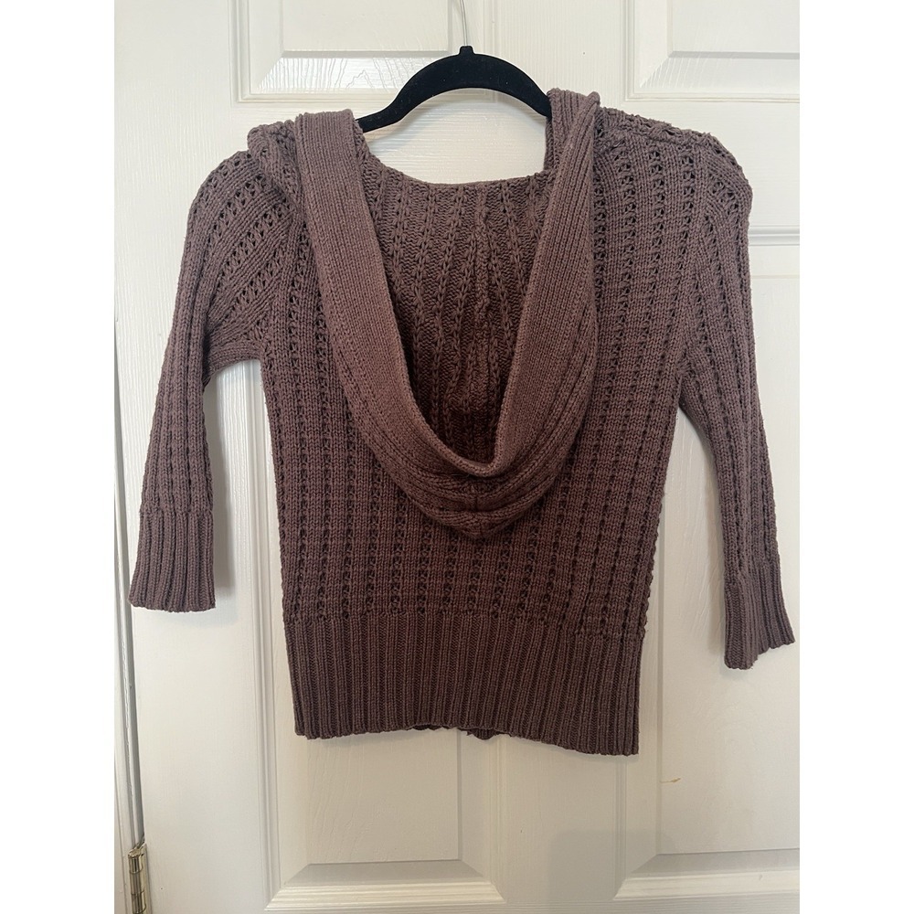 Vintage Aeropostale Cable Knit Cardigan Sweater Brown Small Boho Indie Y2K 2000s - Picture 4 of 4